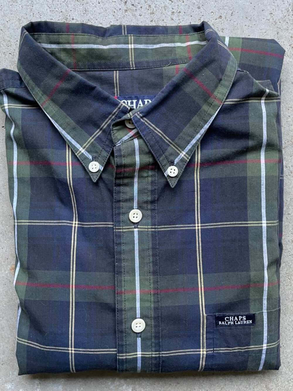Vintage Chaps Ralph Lauren Plaid Shirt Lightweight Cotton Button Down Size L
